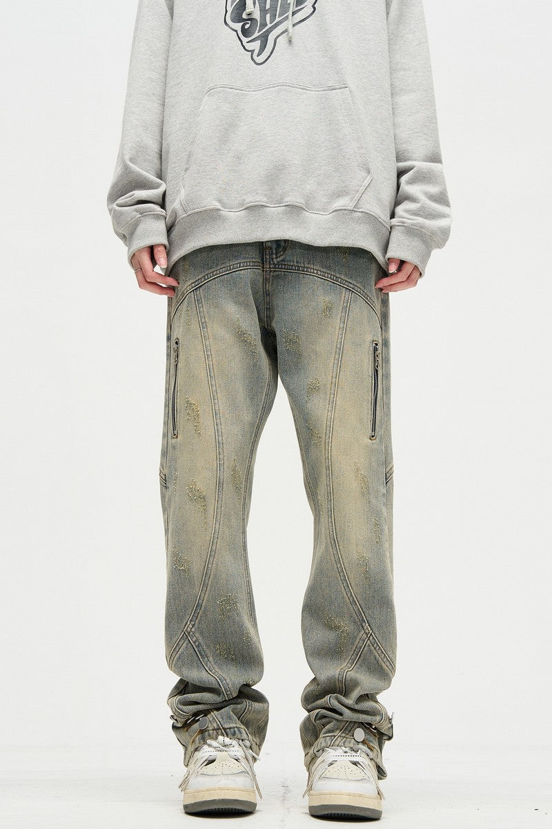 Washed Structure Dyed Jeans