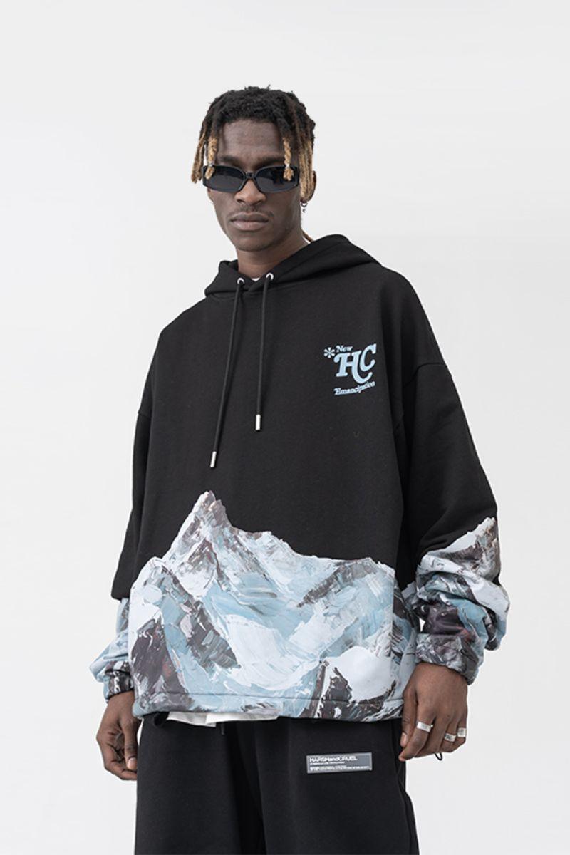 H/C Mountain Oil Painting Oversize Hoodie - UK Only