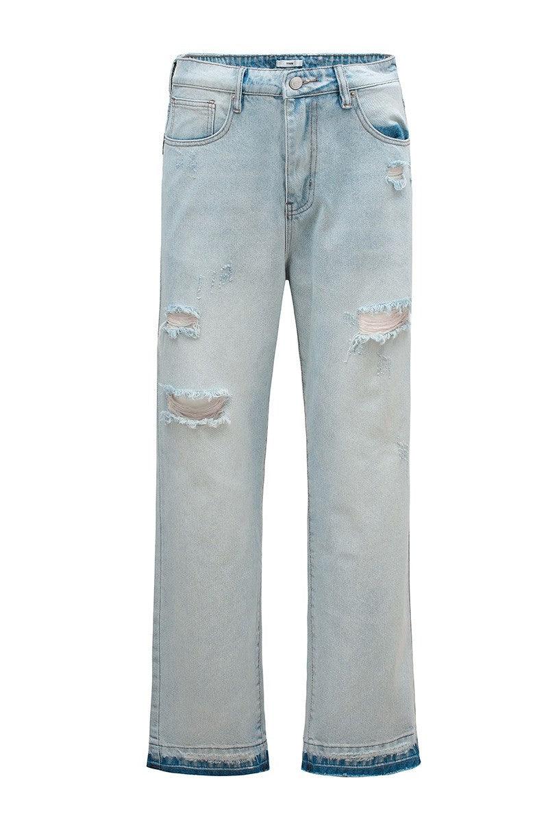 CZ Ripped Straight Loose Jeans
