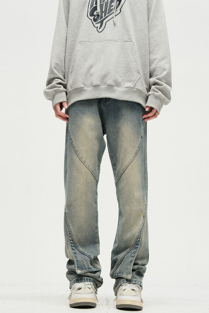 Flared Layered Washed Jeans