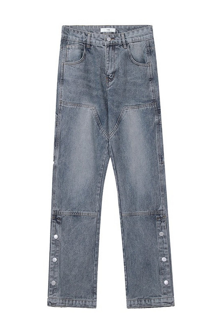 CZ Buttons Loose Straight Jeans