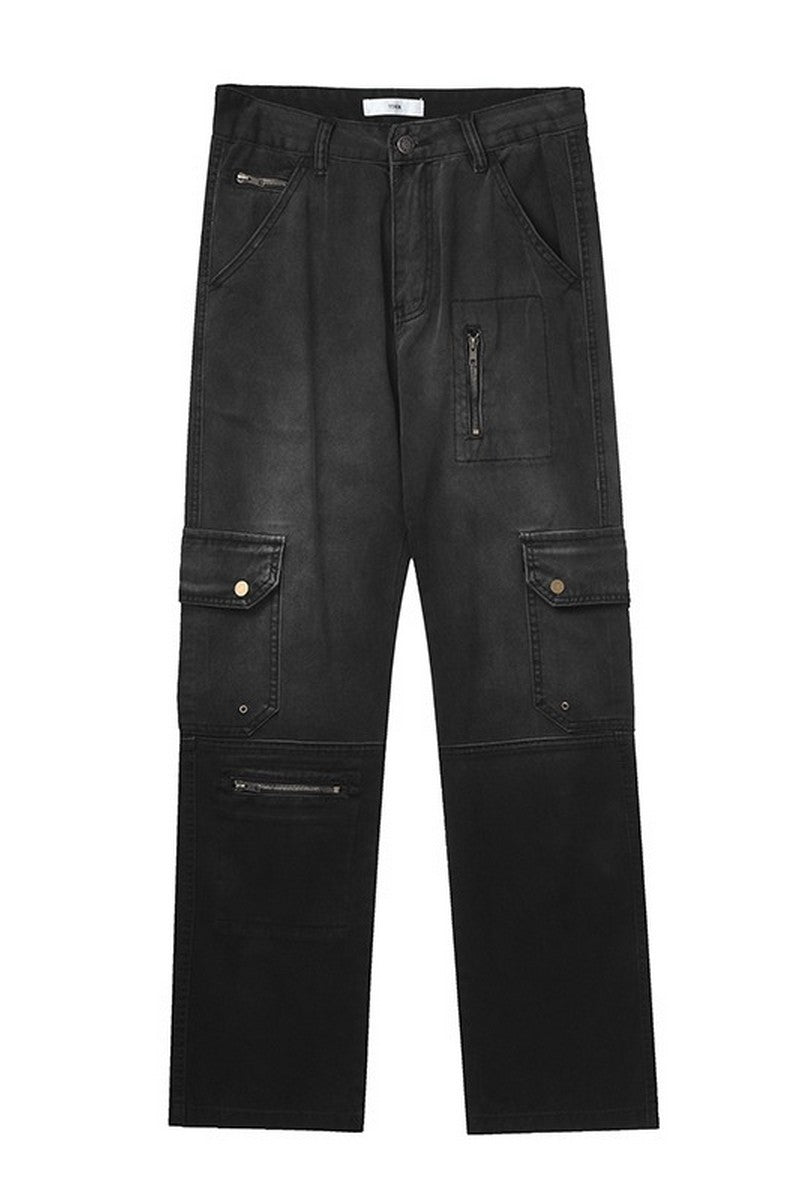 Multi-Pocket Loose Straight Jeans