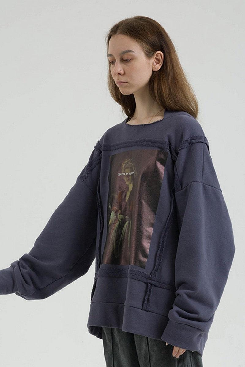 Center of Rotation Distressed Painting Sweater