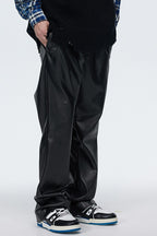 OO PU Leather Flared Trousers