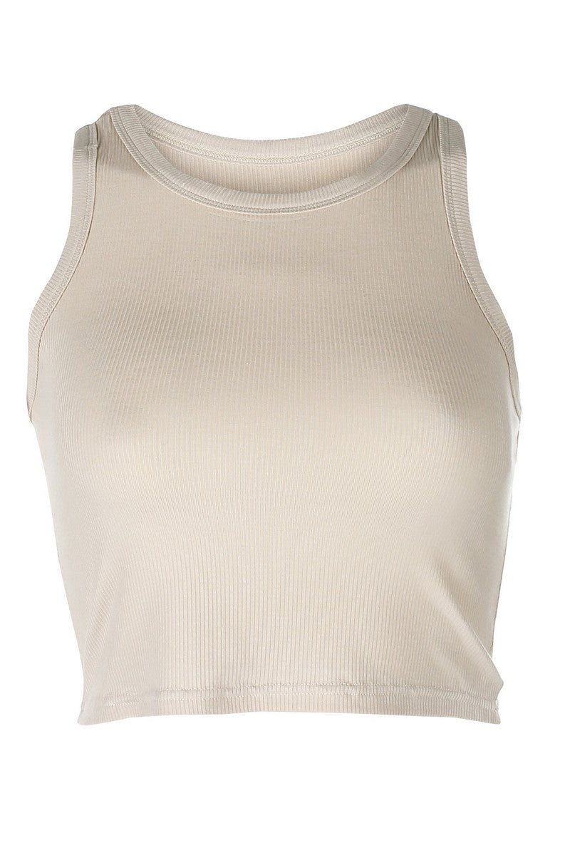 CZ Sleeveless Ribbed Top
