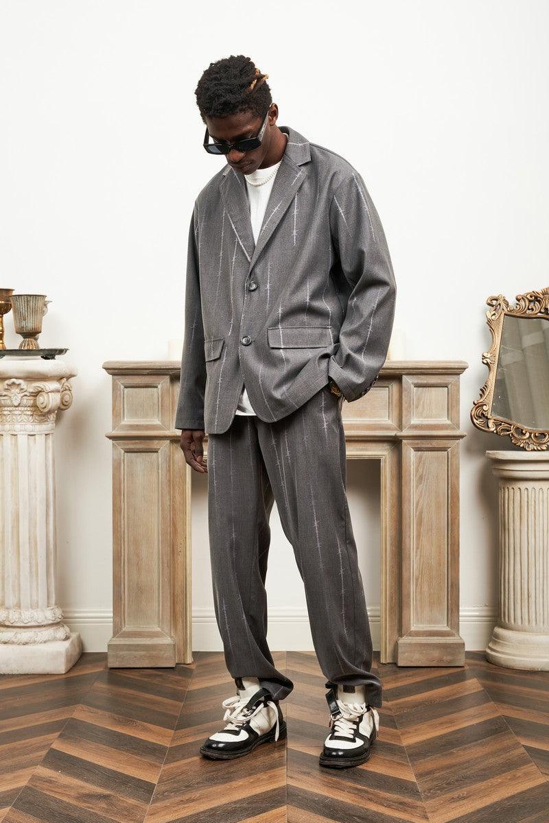 Empty Reference Thorn Print Straight Trousers