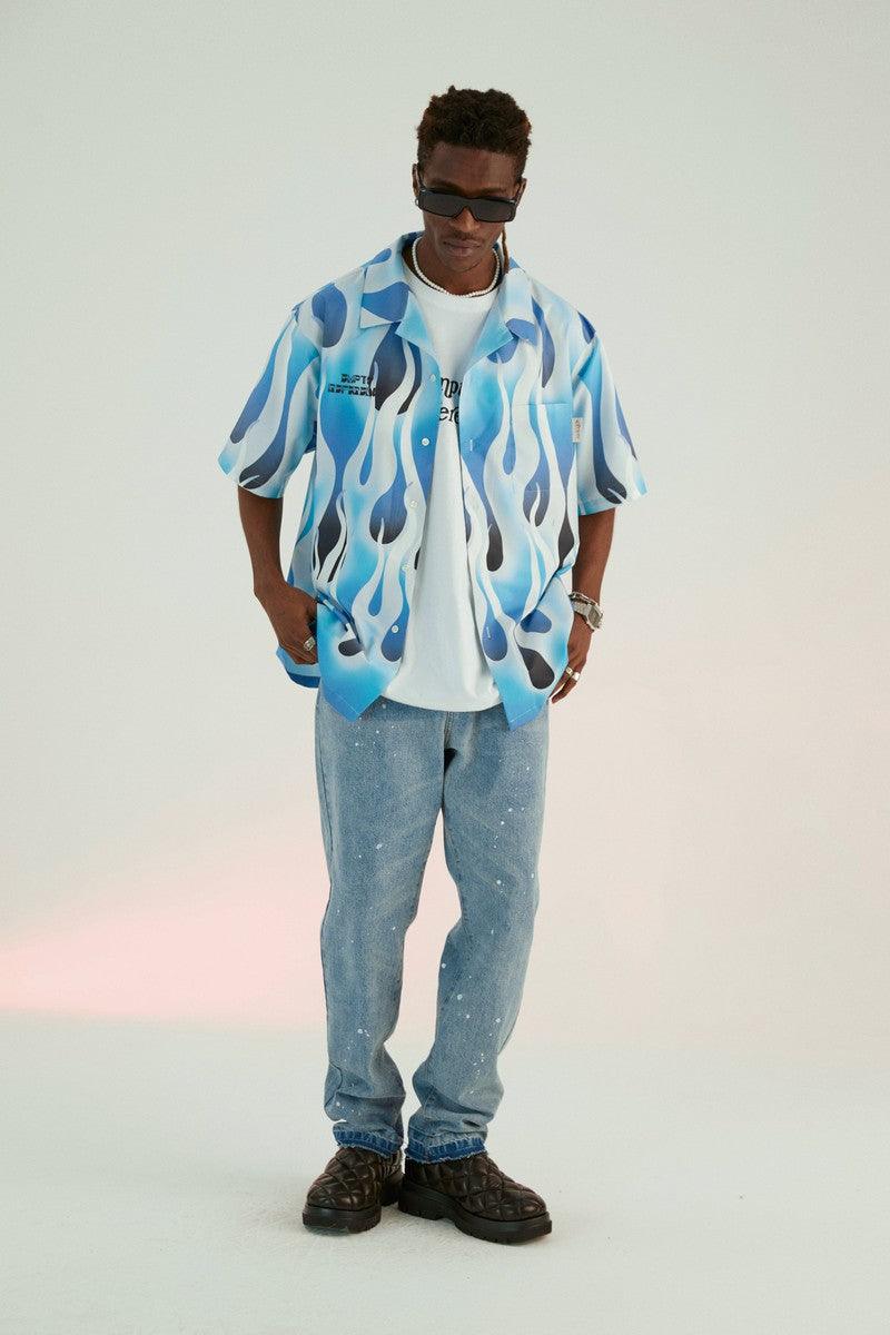 Empty Reference Flame Gradient Logo Cuban Shirt
