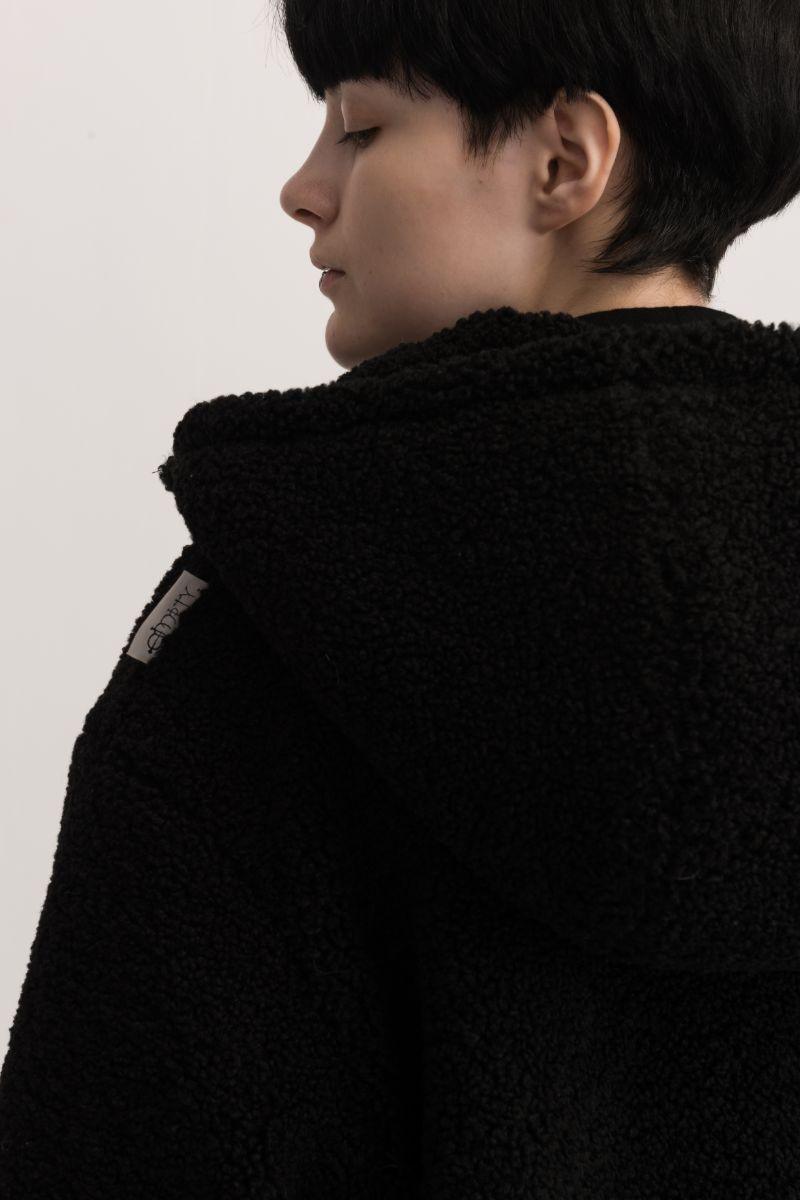 Empty Reference Black Sherpa Hooded Coat