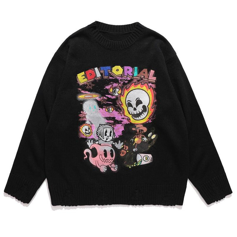 CZ Halloween Cartoon Logo Knit Sweater