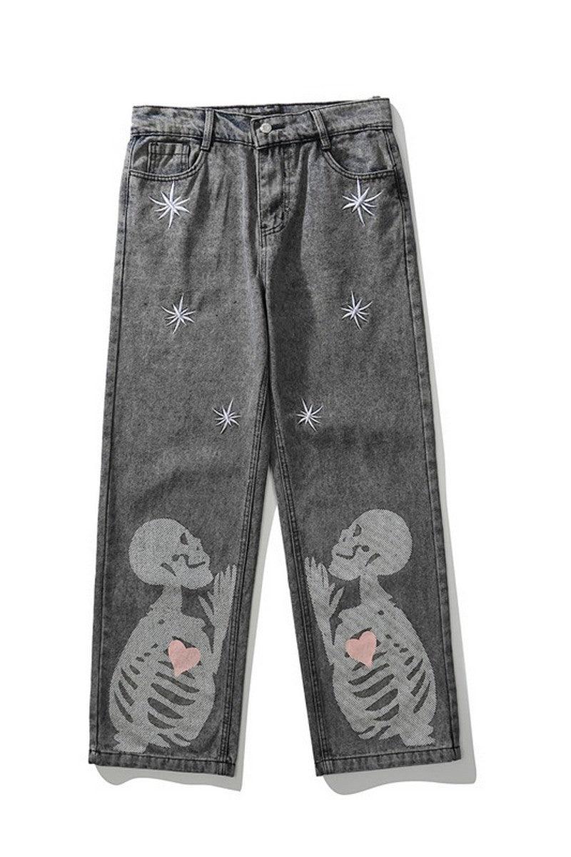 CZ Praying Skull Washed Jeans