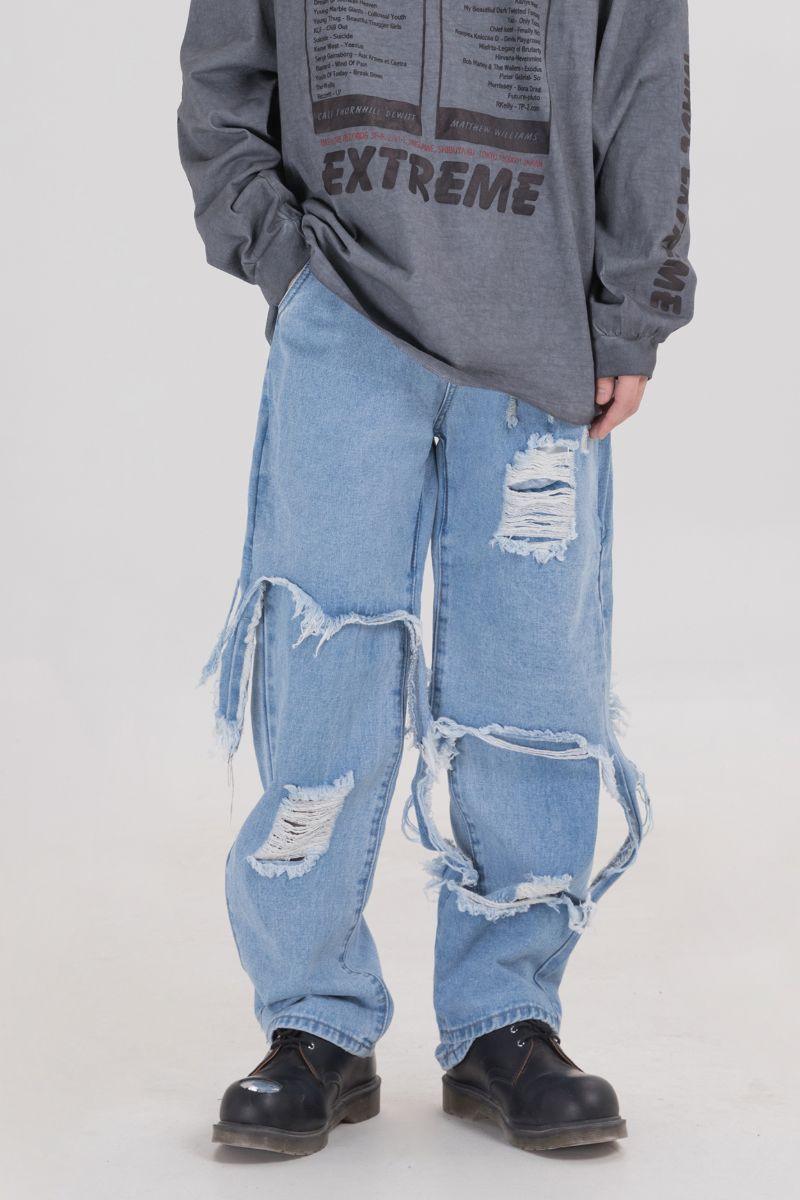 CZ Washed Ripped Jeans
