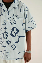 Empty Reference Hand-Painted Flowers Cuban Shirt