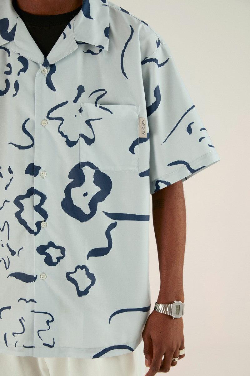 Empty Reference Hand-Painted Flowers Cuban Shirt