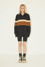 Empty Reference Striped Stitched Long Sleeves Polo