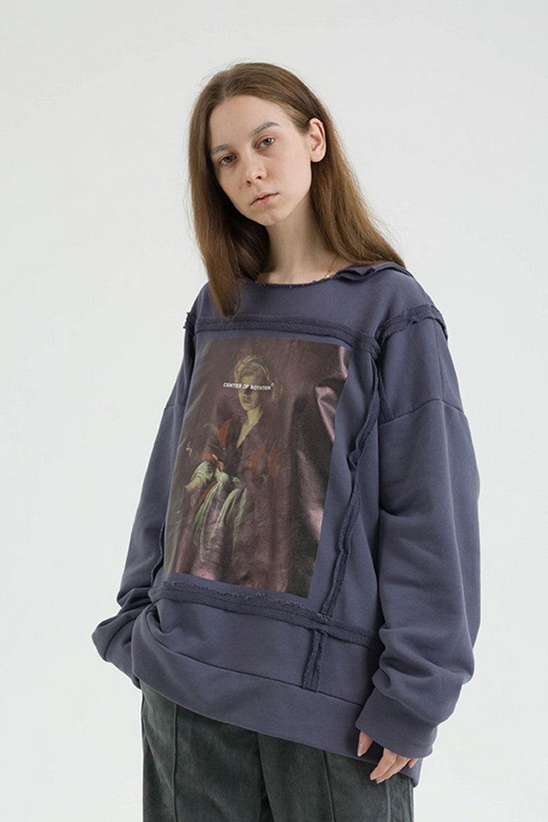 Center of Rotation Distressed Painting Sweater