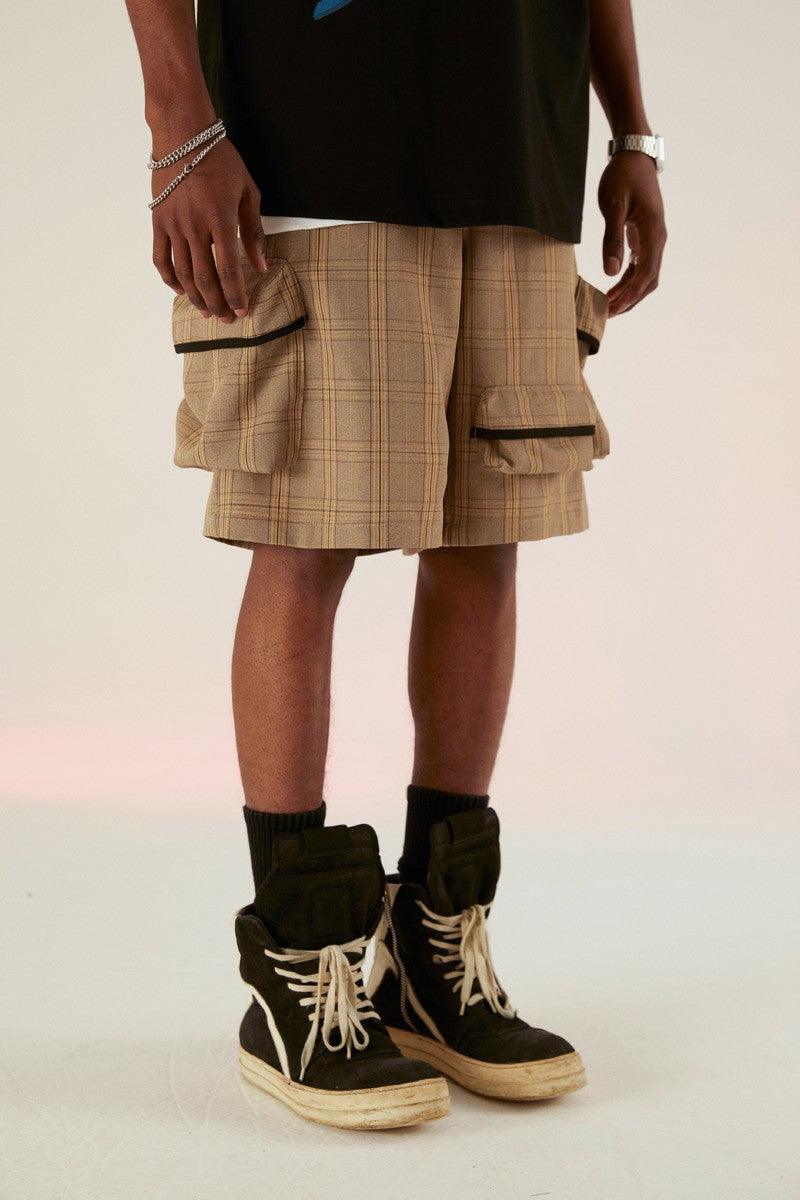 Empty Reference Coffee Plaid Functional Shorts