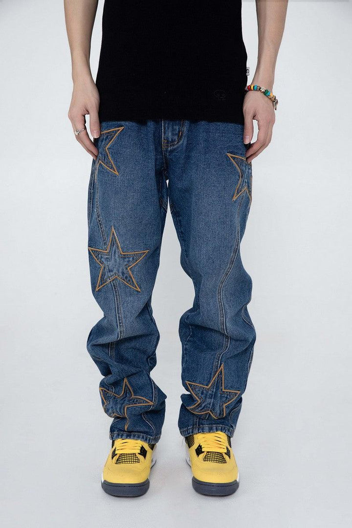 Stars Embroidered Jeans