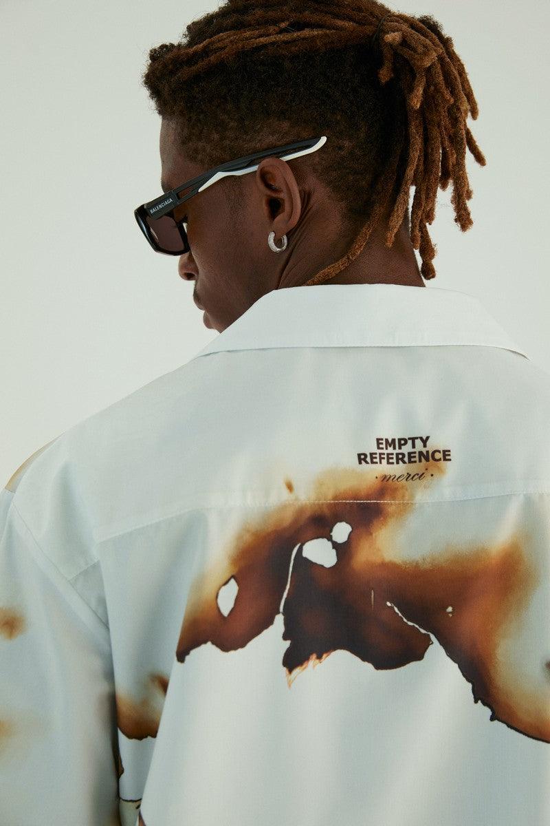 Empty Reference Burning Print Cuban Shirt
