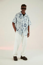 Empty Reference Hand-Painted Flowers Cuban Shirt