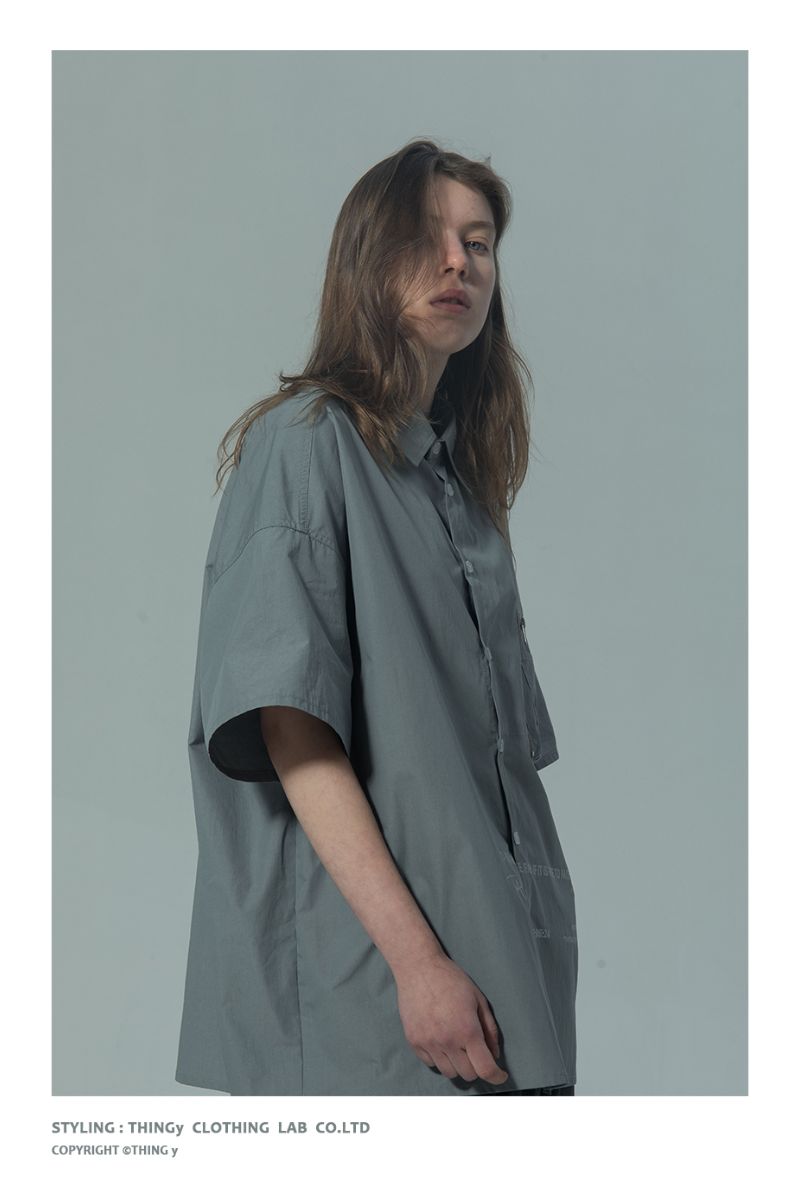 THINGY Light Blue Loose S/S Shirt