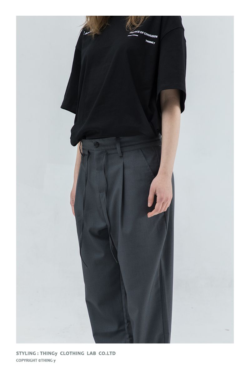 THINGY Dark Gray Straight Trousers