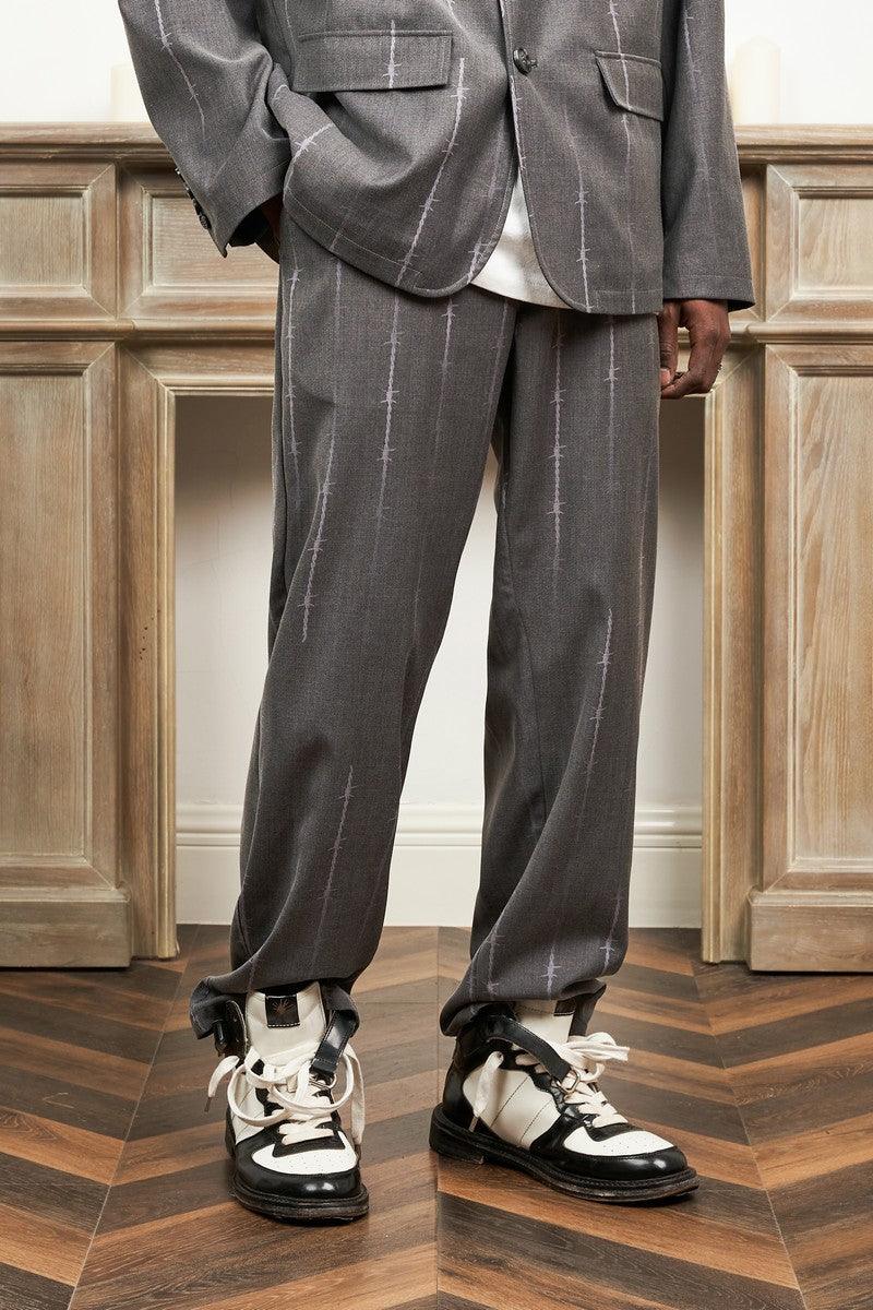 Empty Reference Thorn Print Straight Trousers