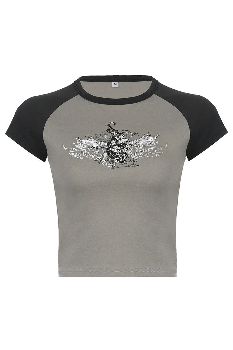 Grey Tattoo Crop Top