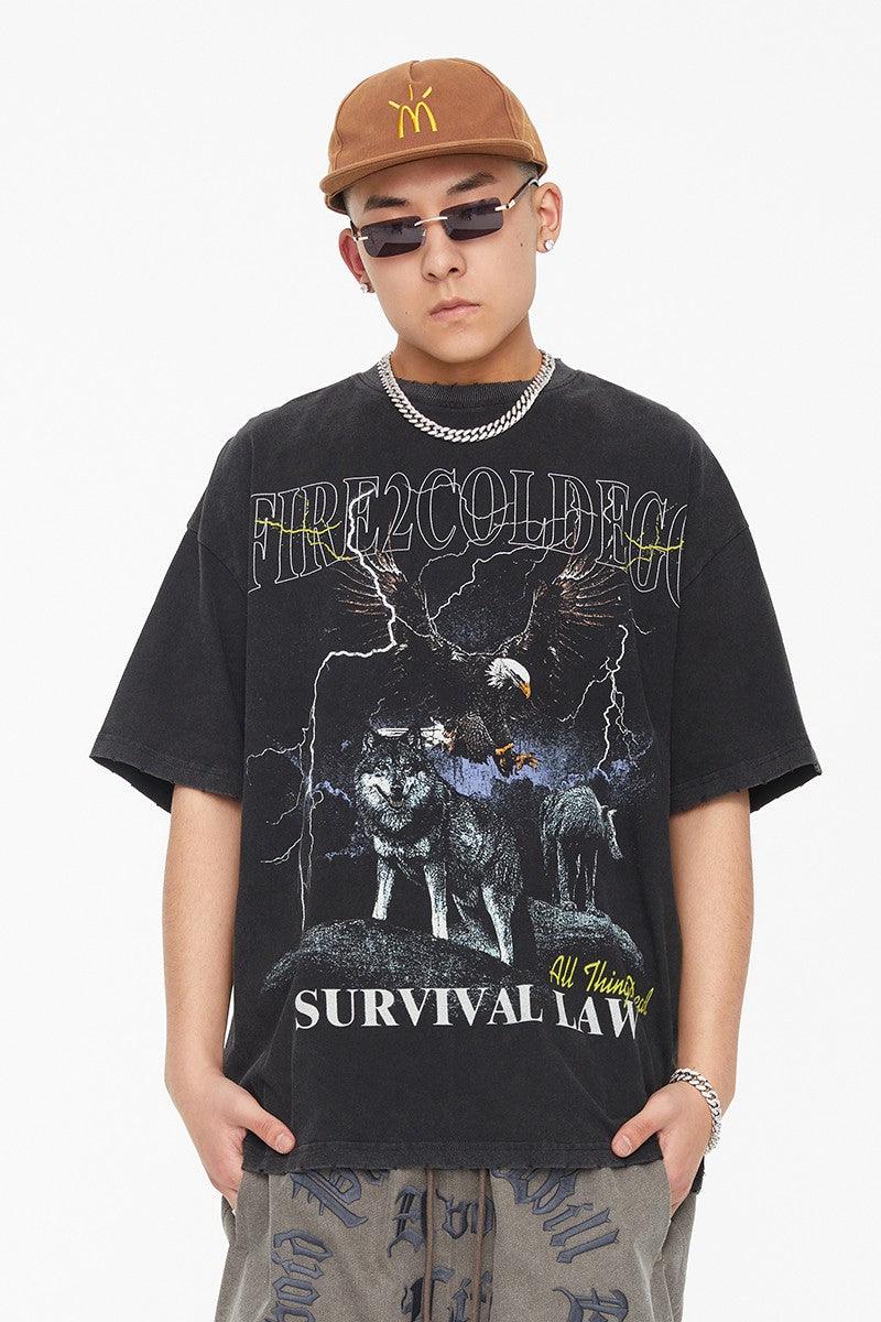 Vintage Wolf Print Tee