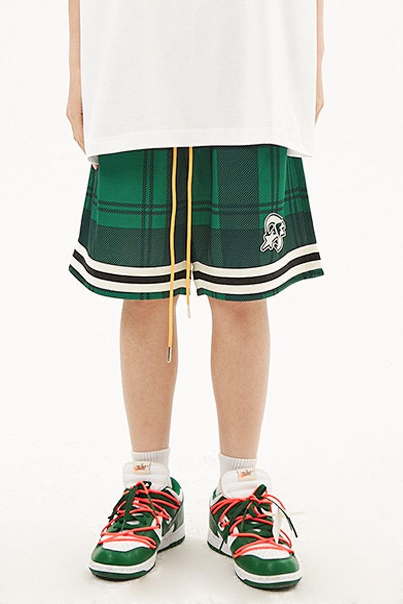 F2CE Embroidered Logo Plaid Shorts