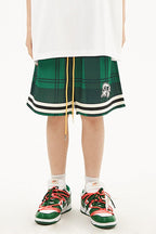F2CE Embroidered Logo Plaid Shorts