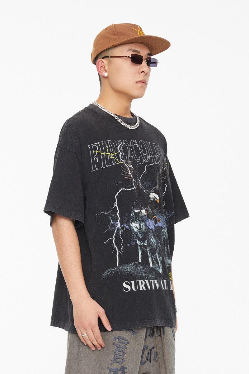 Vintage Wolf Print Tee