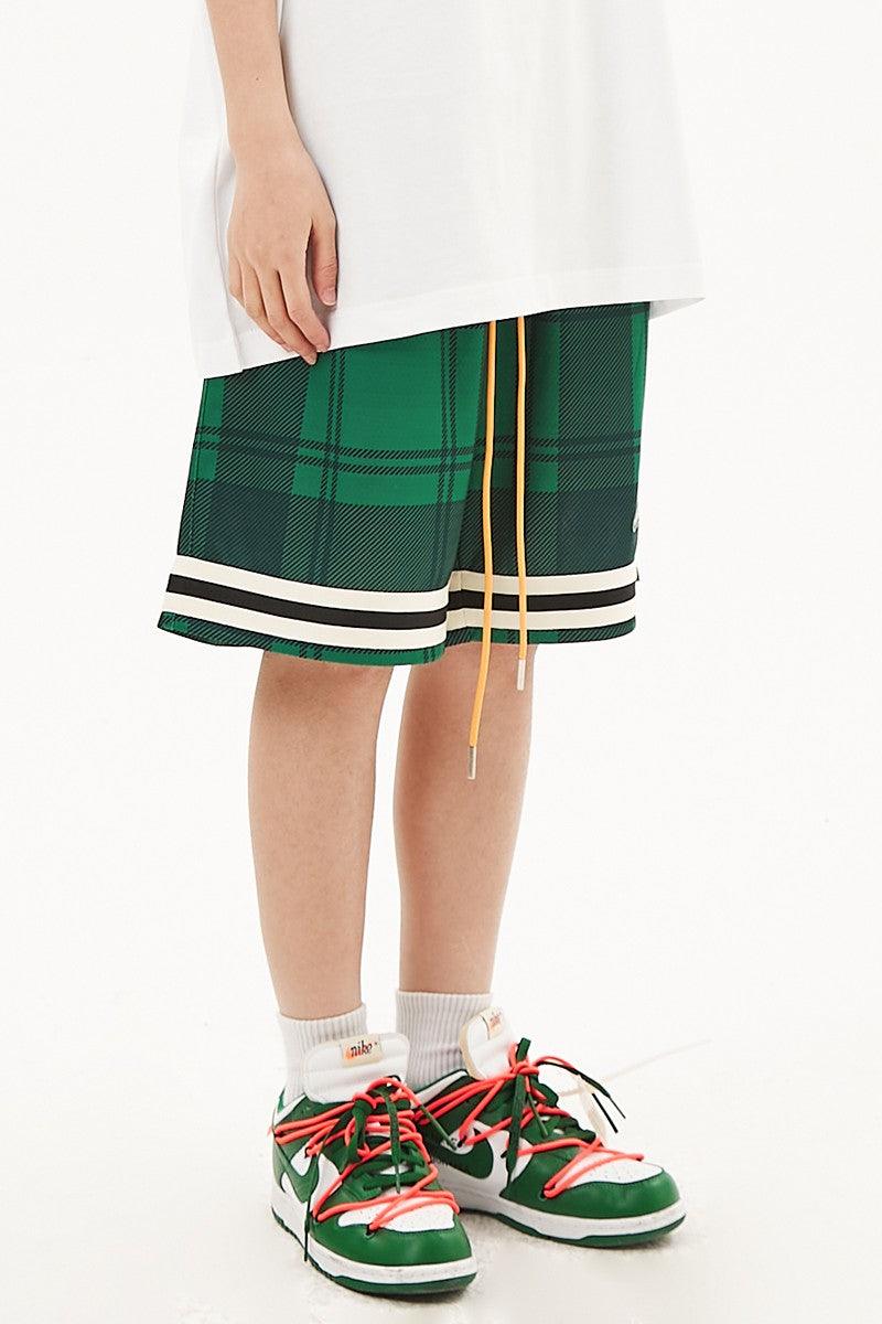 F2CE Embroidered Logo Plaid Shorts