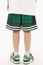 F2CE Embroidered Logo Plaid Shorts