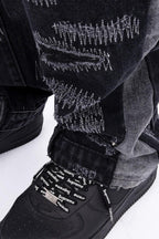 CZ Embroidered Destroyed Jeans