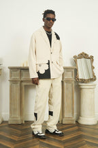 Empty Reference Flower Corduroy Straight Trousers