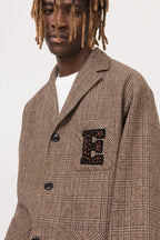 Empty Reference Embroidery Logo Plaid Blazer