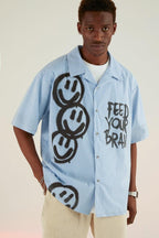 Empty Reference Smiley Graffiti Print Cuban Shirt