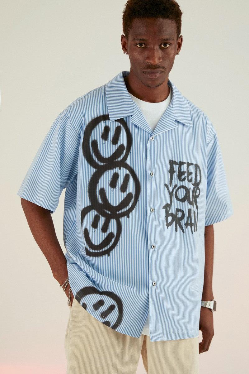 Empty Reference Smiley Graffiti Print Cuban Shirt