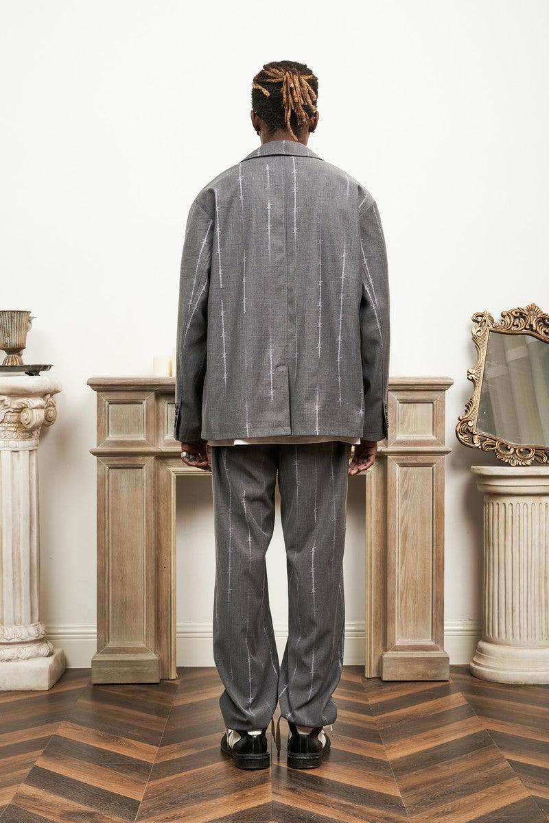 Empty Reference Thorn Print Straight Trousers
