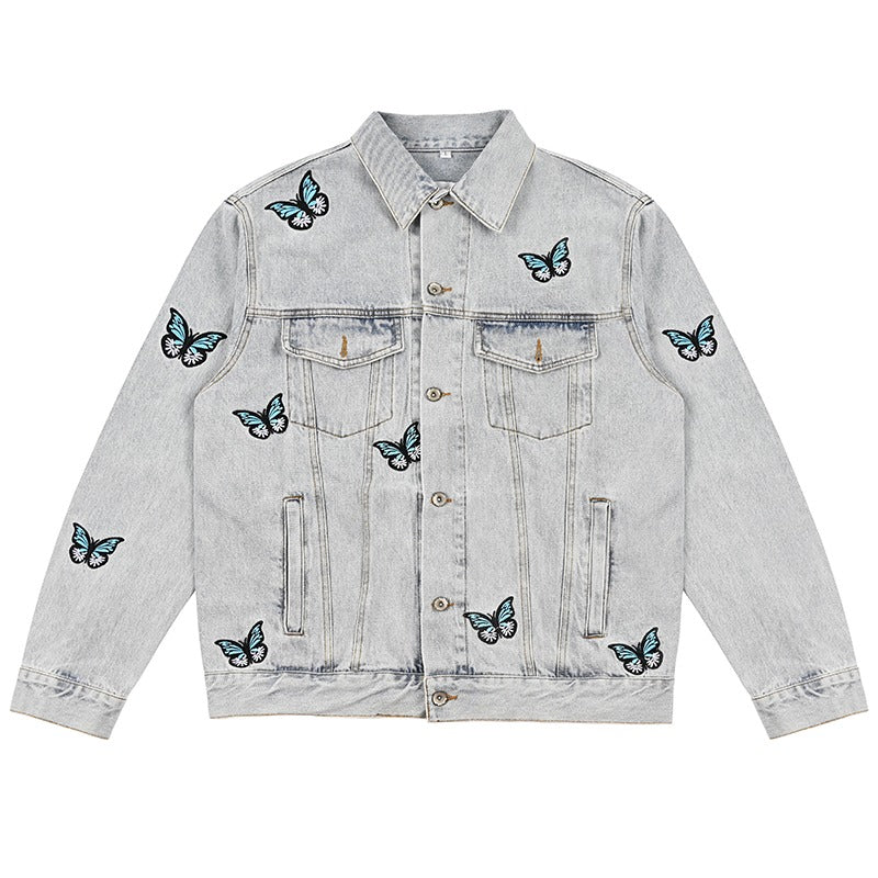 Old Order Butterfly Embroidered Jeans Jacket