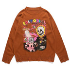CZ Halloween Cartoon Logo Knit Sweater