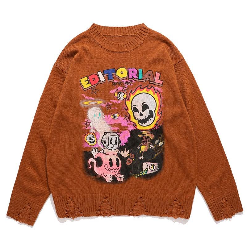 CZ Halloween Cartoon Logo Knit Sweater