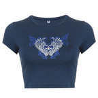 Blue Tattoo Crop Top