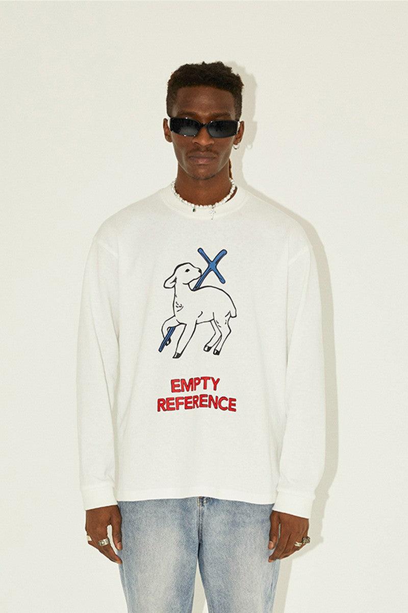 Empty Reference White Lamb Print L/S Tee