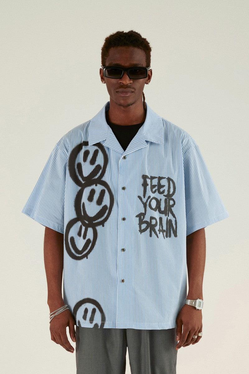 Empty Reference Smiley Graffiti Print Cuban Shirt
