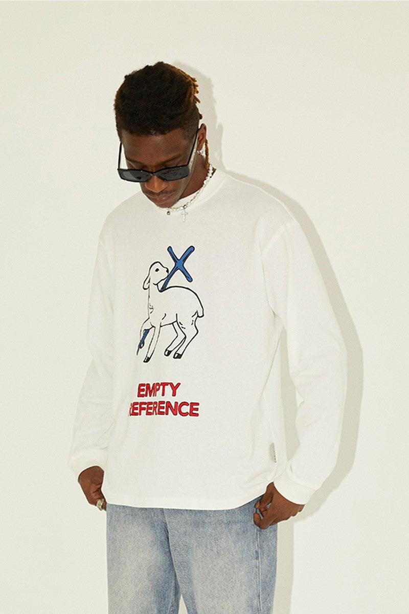 Empty Reference White Lamb Print L/S Tee