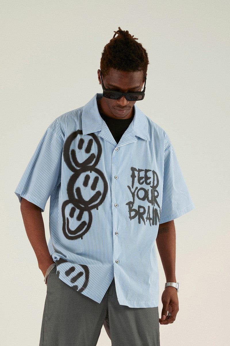 Empty Reference Smiley Graffiti Print Cuban Shirt