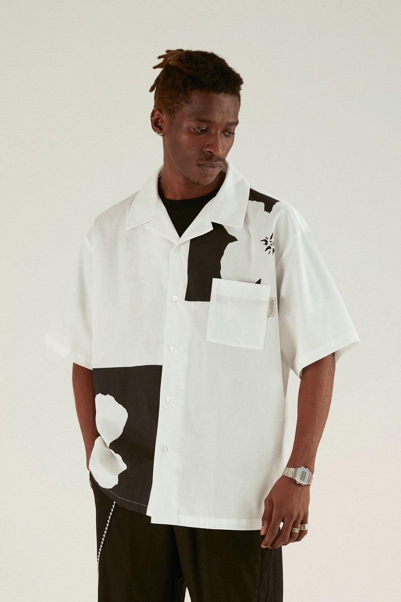 Empty Reference White Floral Print Cuban Shirt