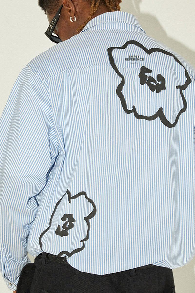 Empty Reference Striped Hand Painted Flowers Shirt