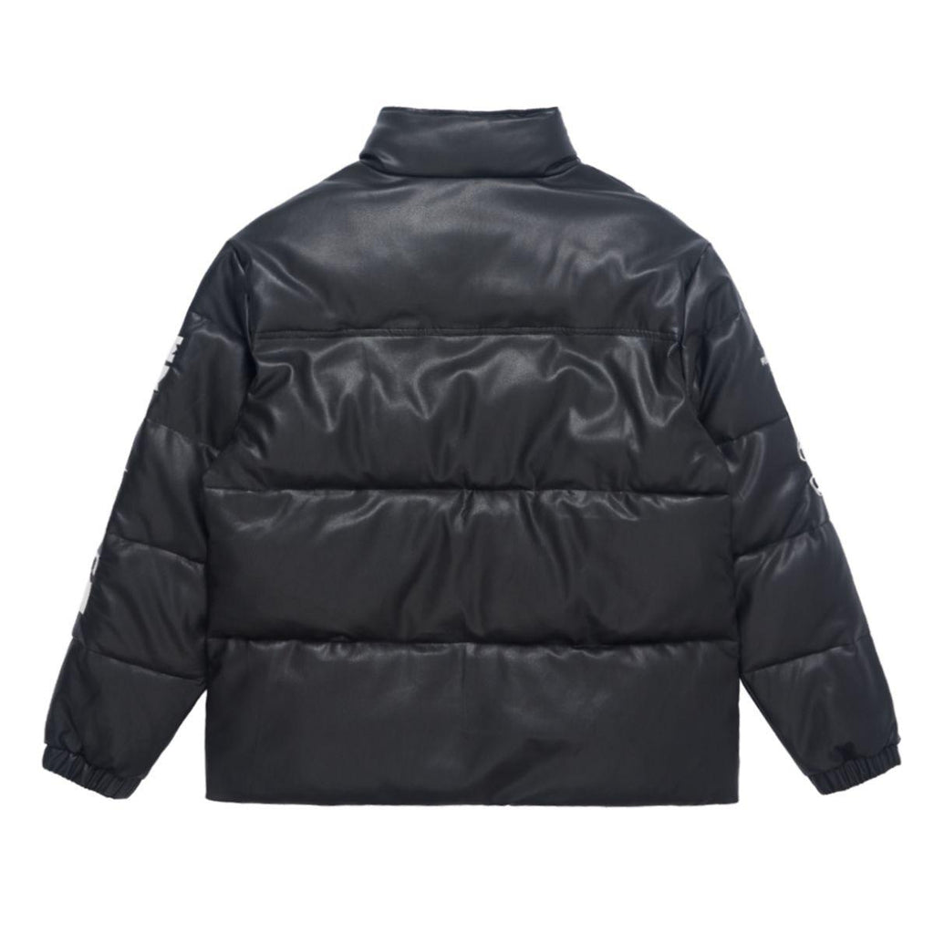 Empty Reference Embroidered Logo Leather Down Jacket